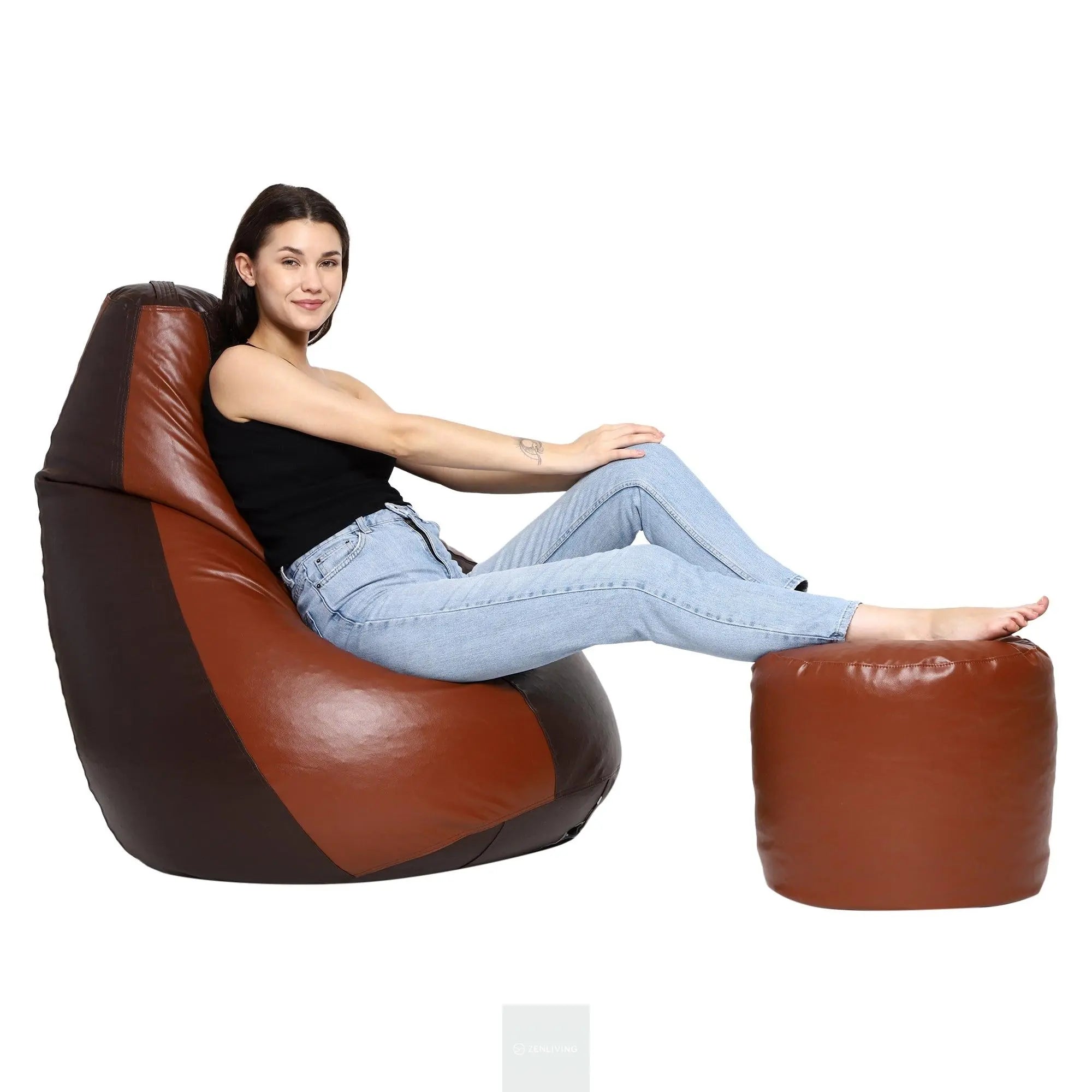 Teardrop Bean Bag Cover – Brown & Tan ZenLiving