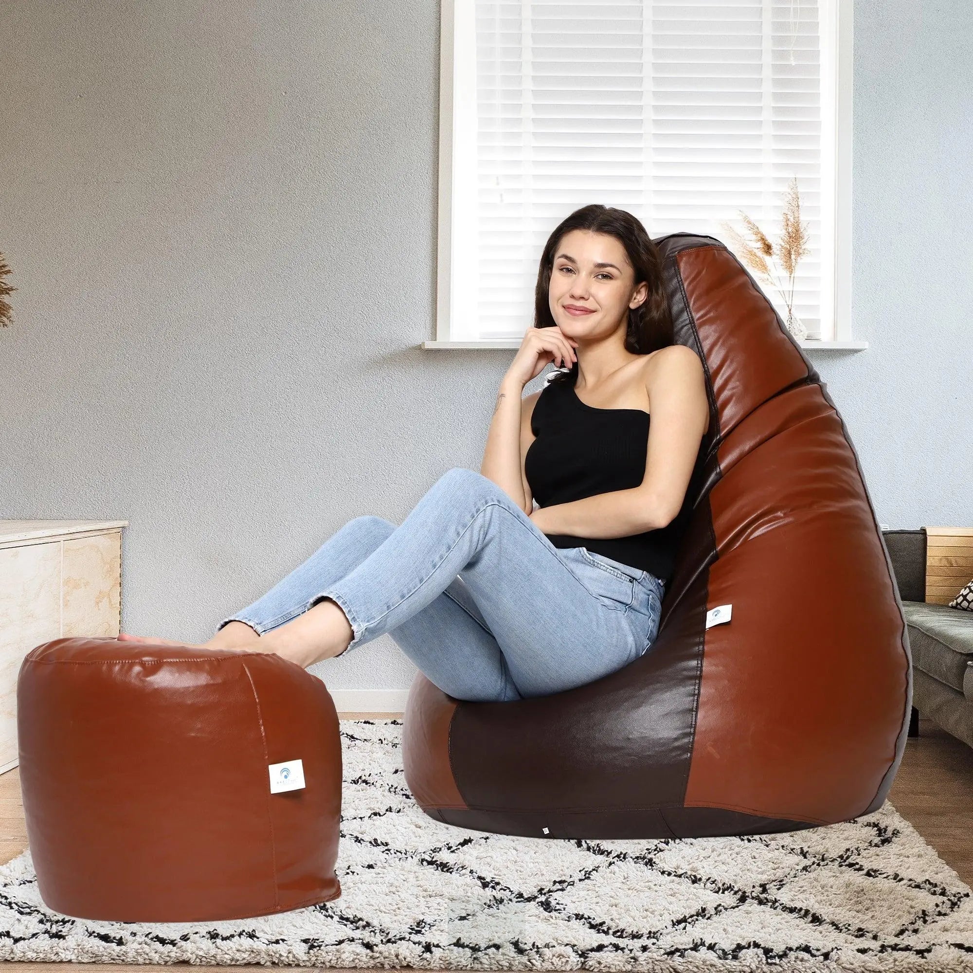 Teardrop Bean Bag Cover – Brown & Tan ZenLiving