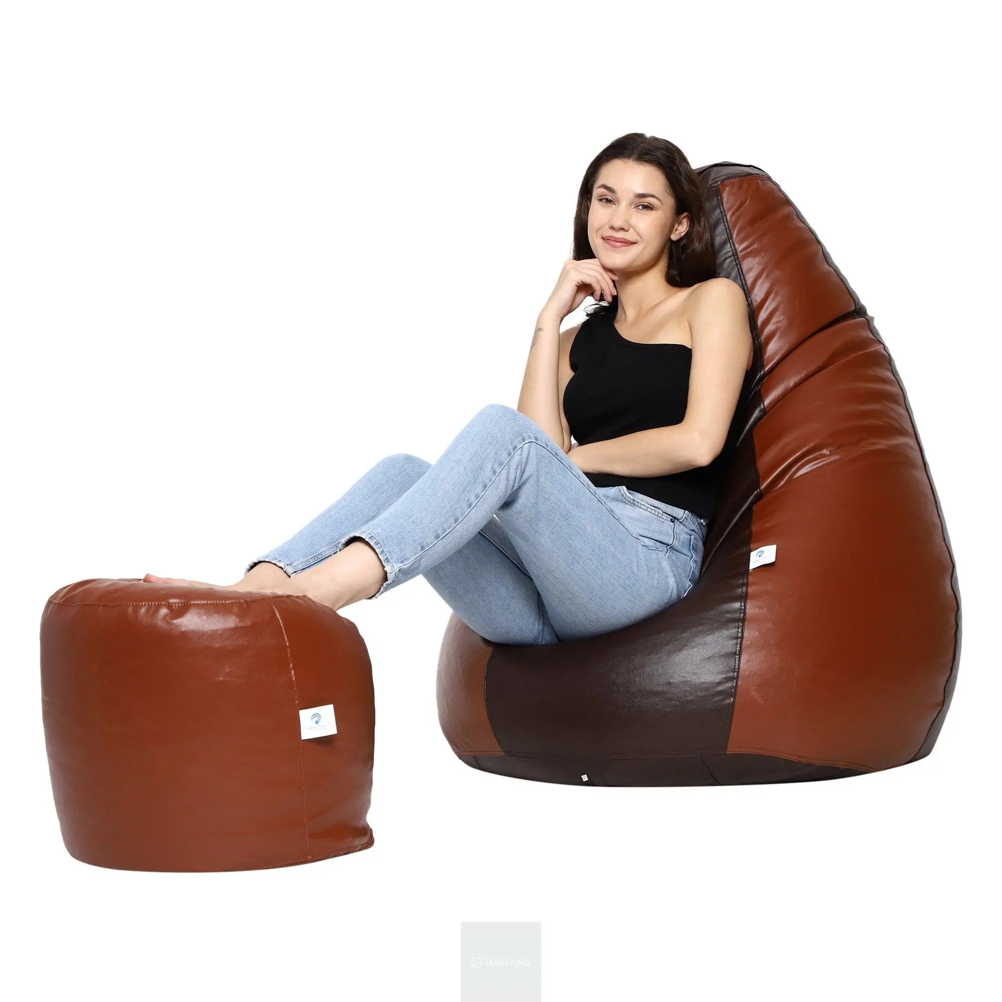 Teardrop Bean Bag Cover – Brown & Tan ZenLiving