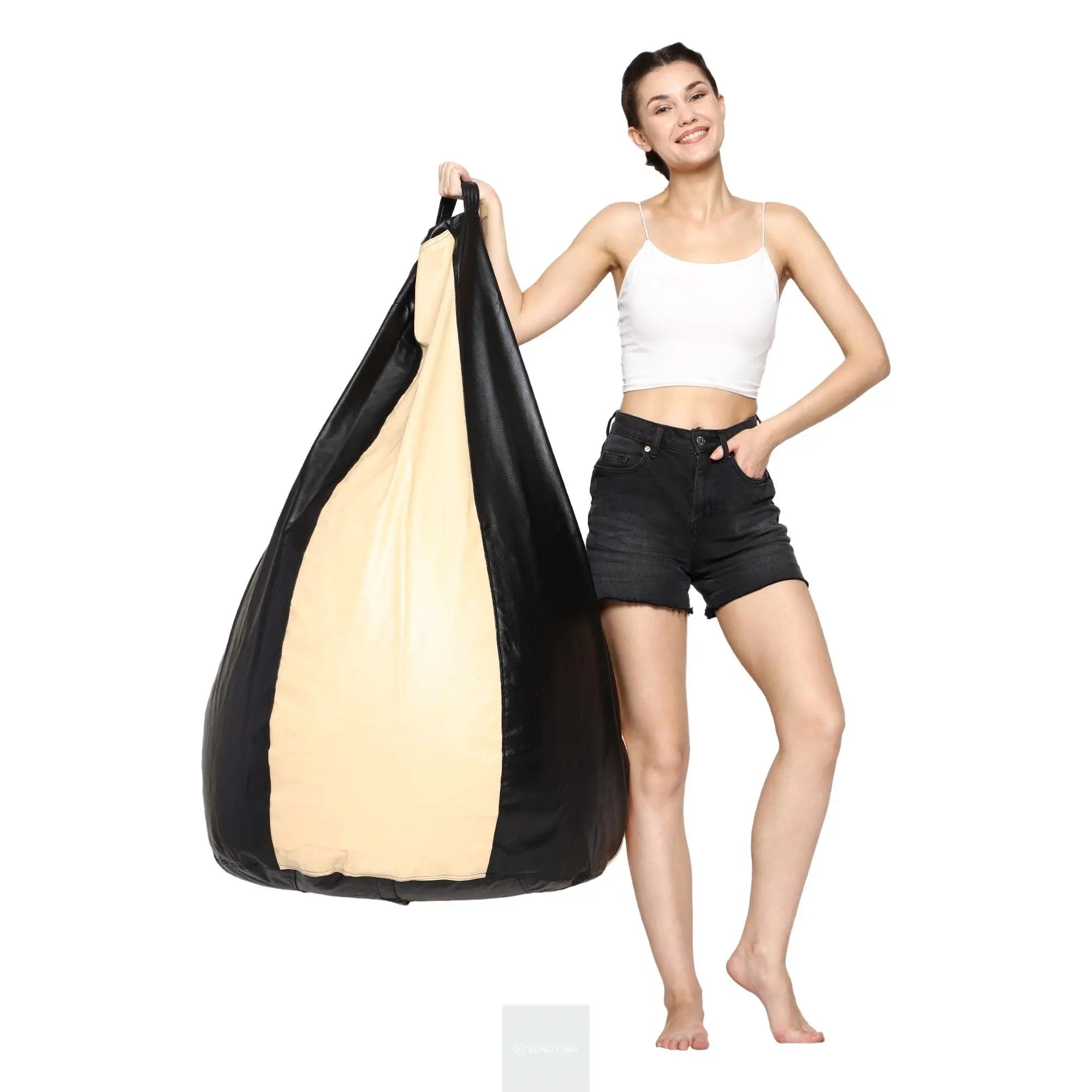 Teardrop Bean Bag Cover – Cream & Black ZenLiving