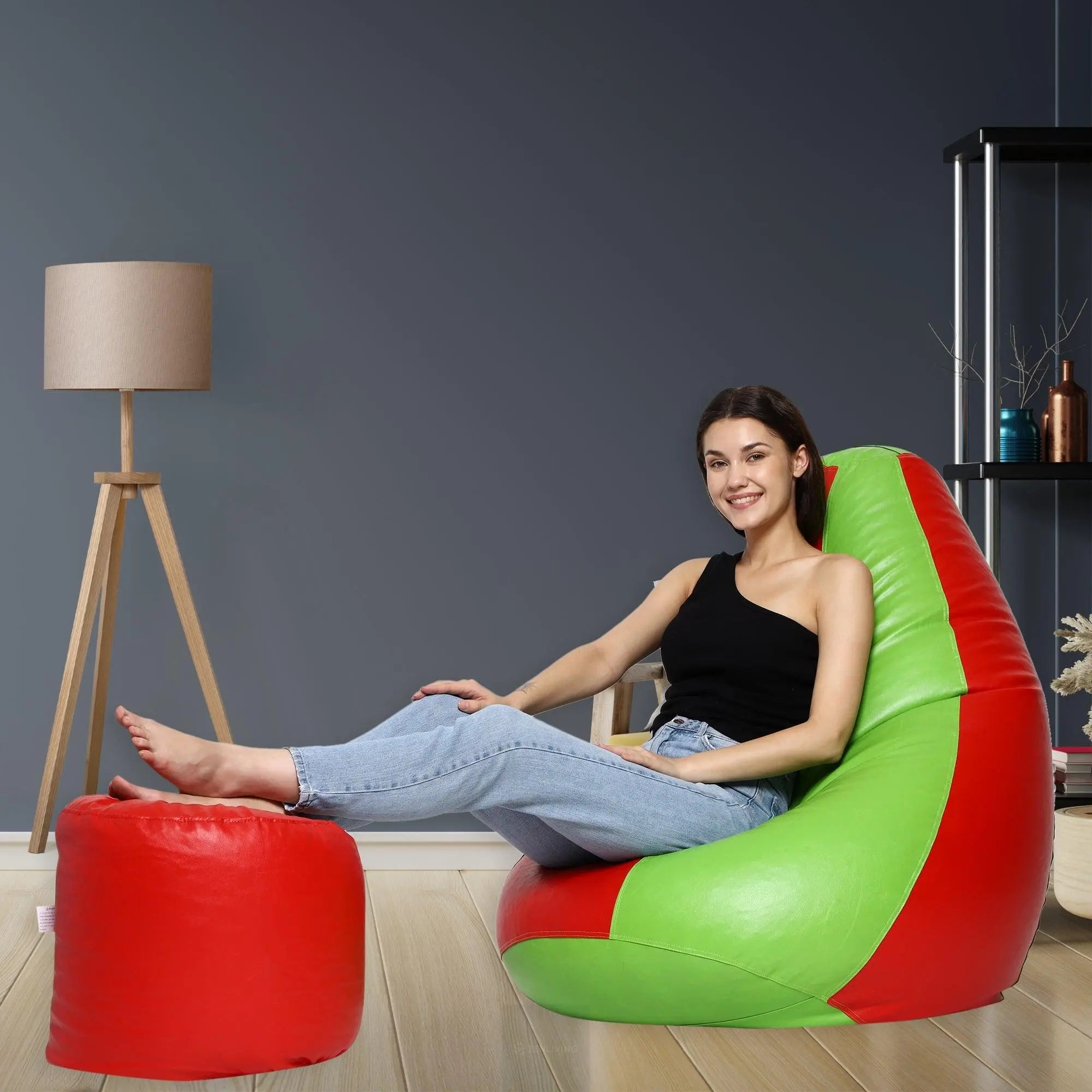Teardrop Bean Bag Cover – Green & Red ZenLiving