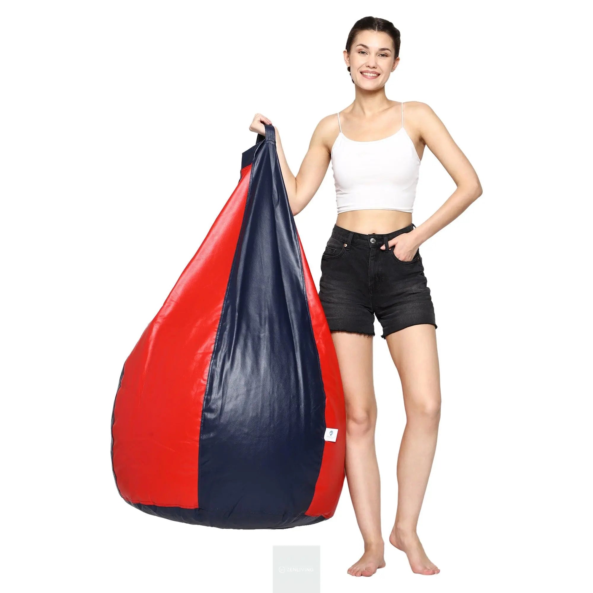 Teardrop Bean Bag Cover – Navy & Red ZenLiving