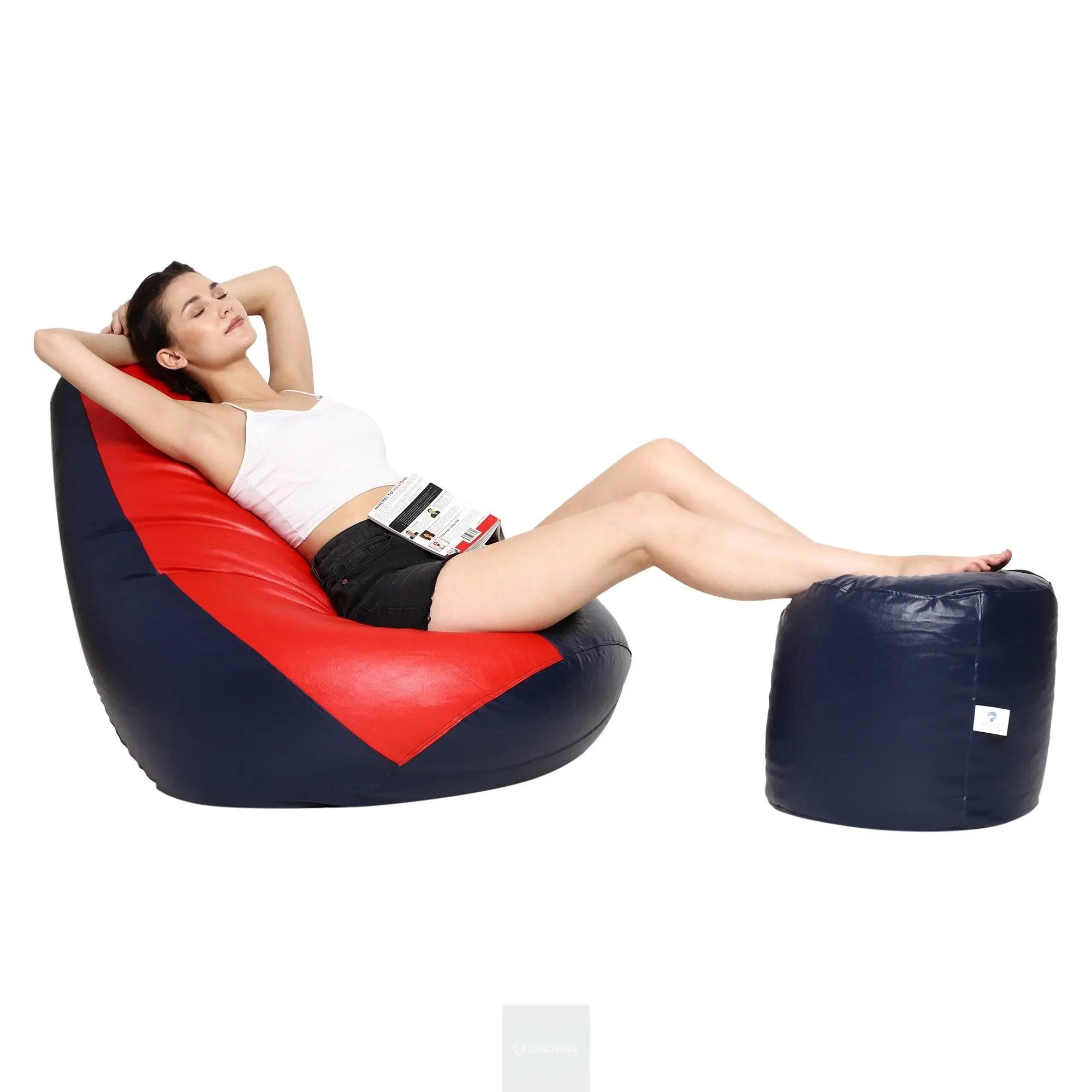 Teardrop Bean Bag Cover – Navy & Red ZenLiving