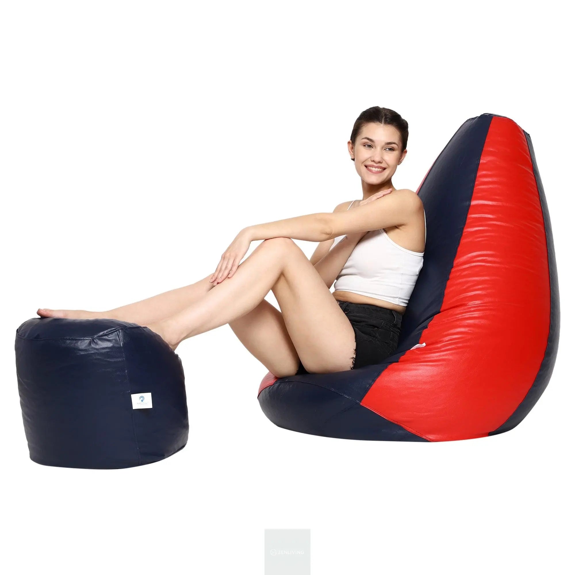 Teardrop Bean Bag Cover – Navy & Red ZenLiving