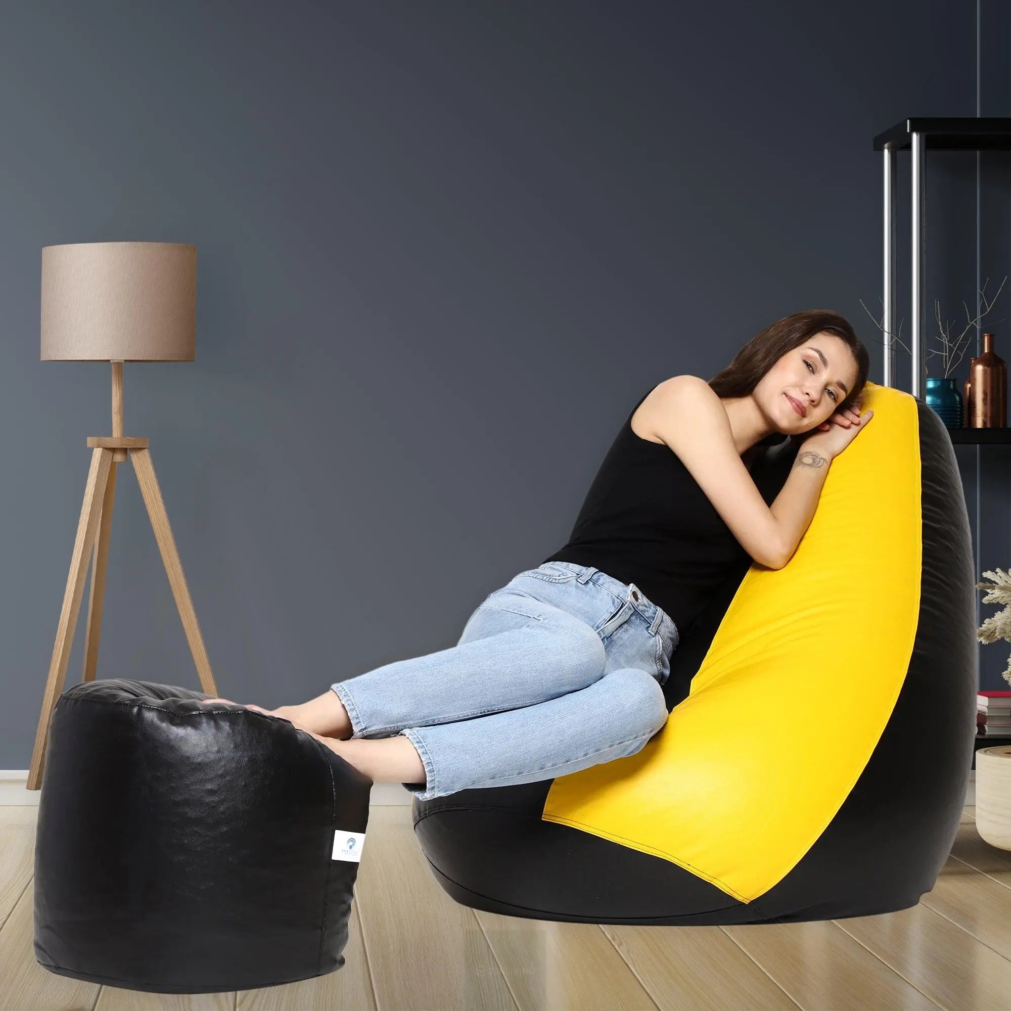 Teardrop Bean Bag Cover – Yellow & Black ZenLiving