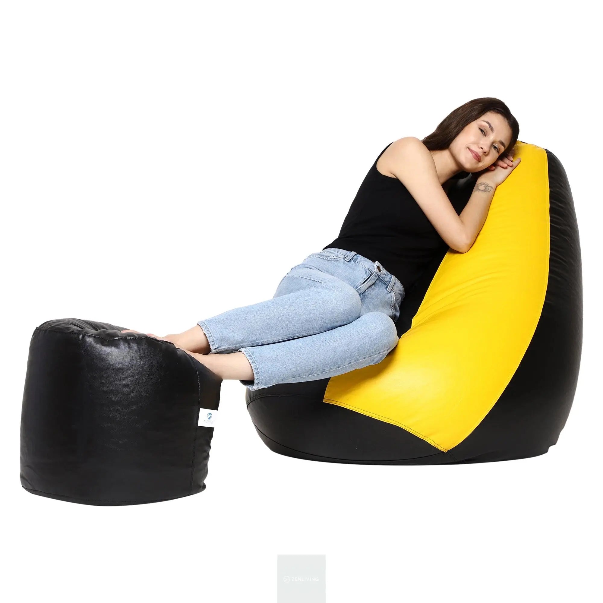 Teardrop Bean Bag Cover – Yellow & Black ZenLiving