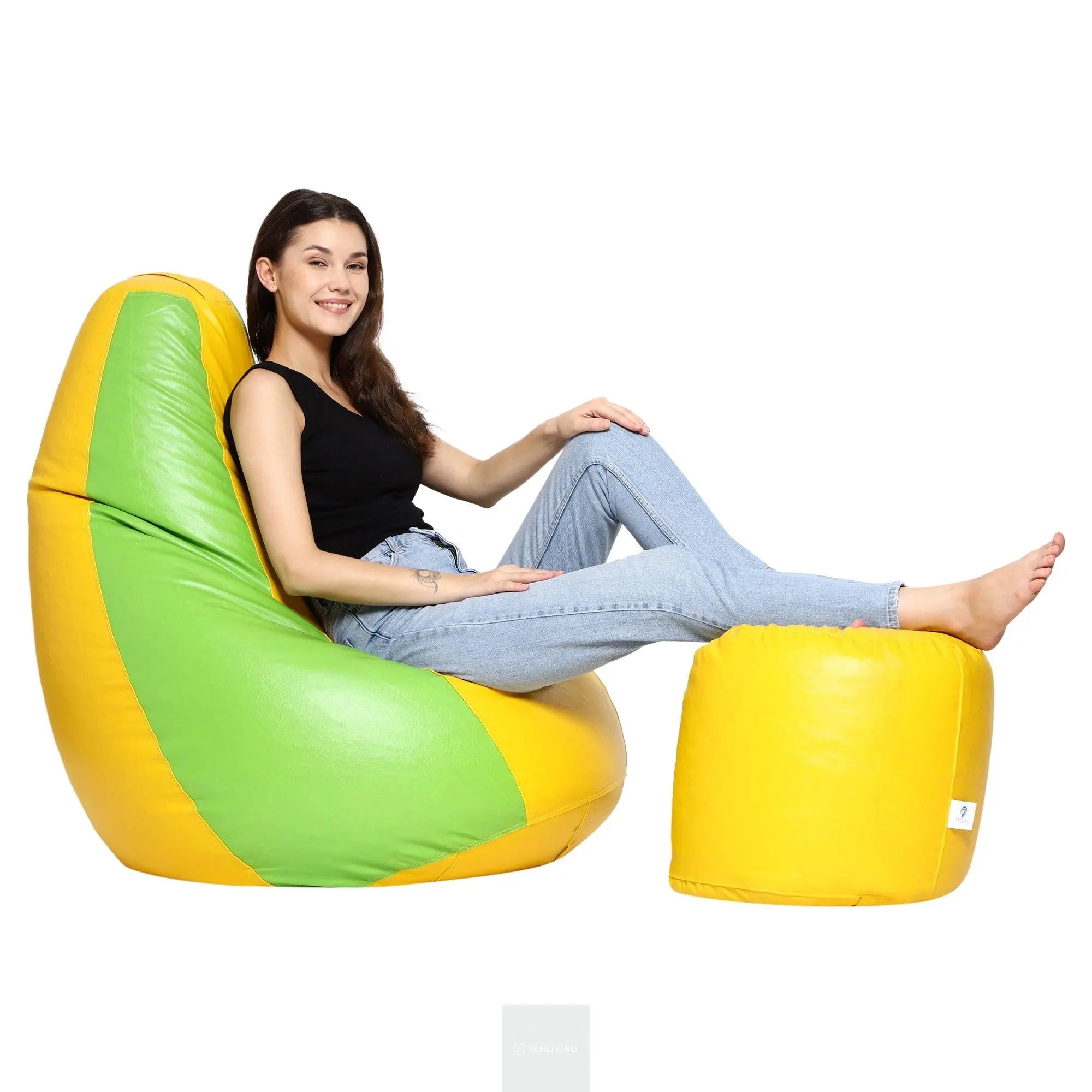 Teardrop Bean Bag Cover – Yellow & Green ZenLiving