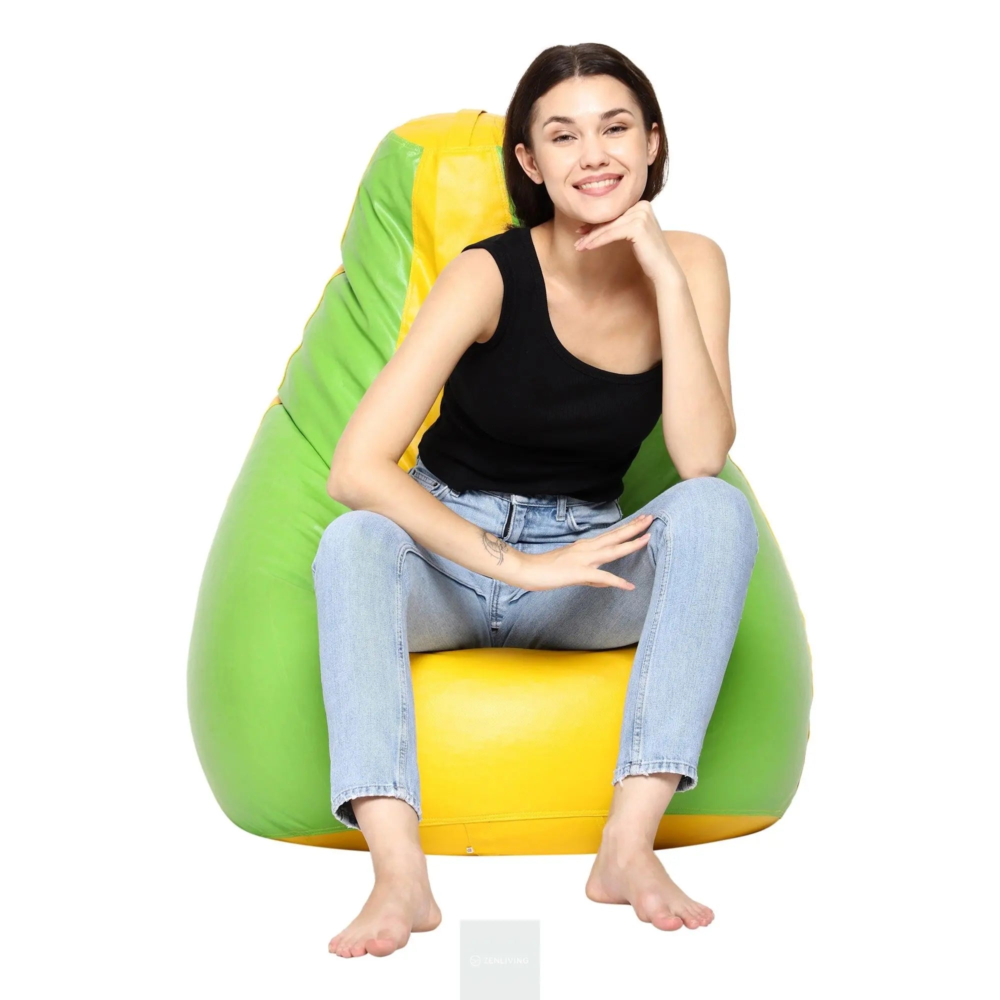 Teardrop Bean Bag Cover – Yellow & Green ZenLiving