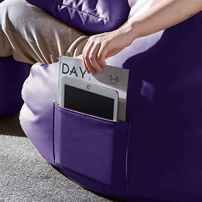 ZenLiving® 3XL Filled Bean Bag Combo – Faux Leather | Purple | Footrest + Cushion Zen Living