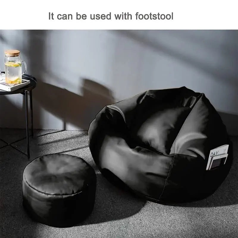 ZenLiving® 4XL Filled Bean Bag Combo – Faux Leather | Black | Footrest + Cushion Zen Living