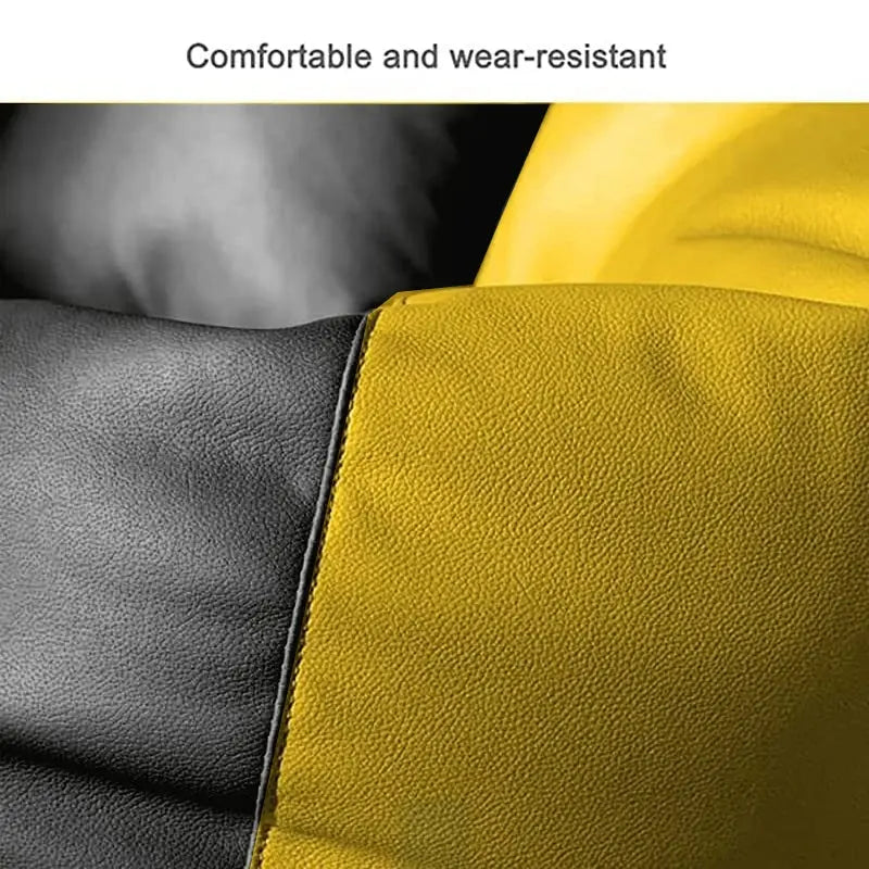 ZenLiving® 4XL Filled Bean Bag Combo – Faux Leather | Black & Yellow | Footrest + Cushion Zen Living