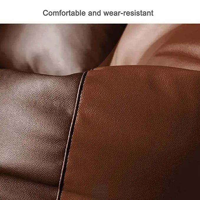 ZenLiving® 4XL Filled Bean Bag Combo – Faux Leather | Brown & Tan | Footrest + Cushion Zen Living