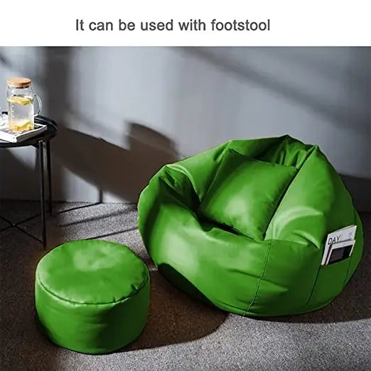 ZenLiving® 4XL Filled Bean Bag Combo – Faux Leather | Green | Footrest + Cushion Zen Living