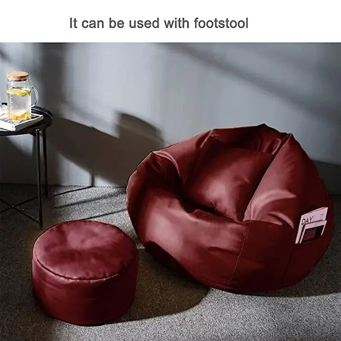 ZenLiving® 4XL Filled Bean Bag Combo – Faux Leather | Maroon | Footrest + Cushion Zen Living