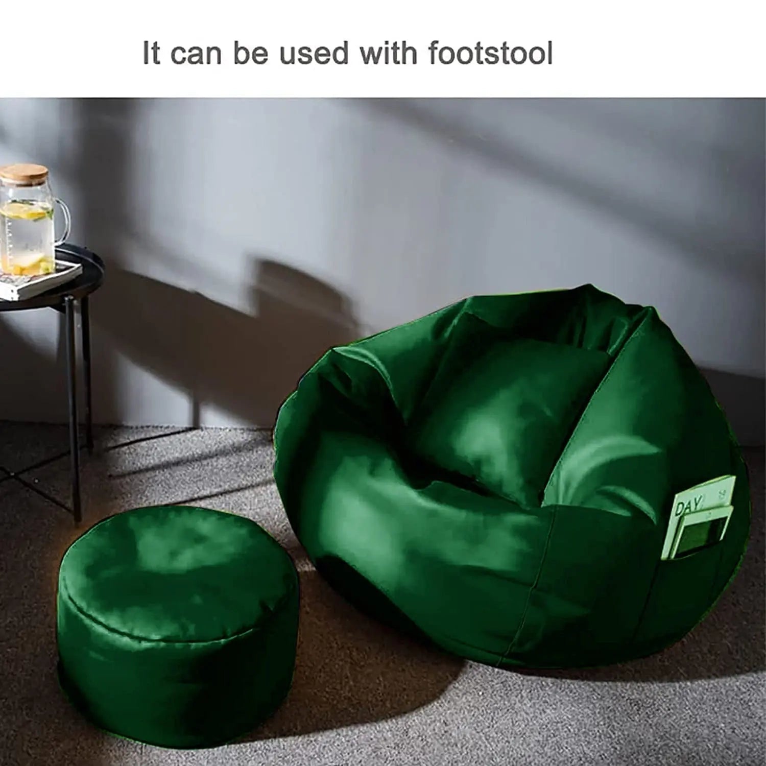 ZenLiving® 4XL Filled Bean Bag Combo – Faux Leather | Military Green | Footrest + Cushion Zen Living