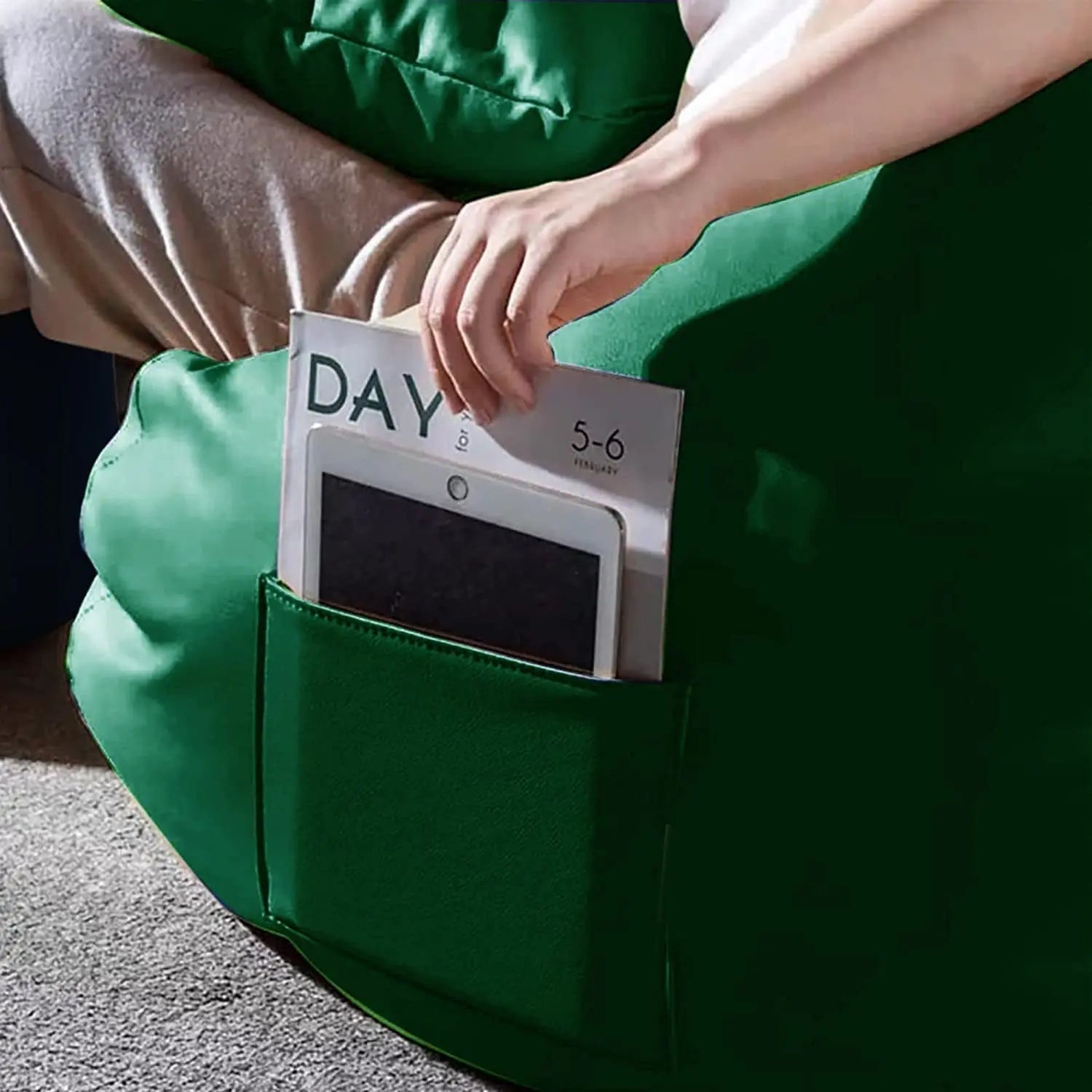 ZenLiving® 4XL Filled Bean Bag Combo – Faux Leather | Military Green | Footrest + Cushion Zen Living