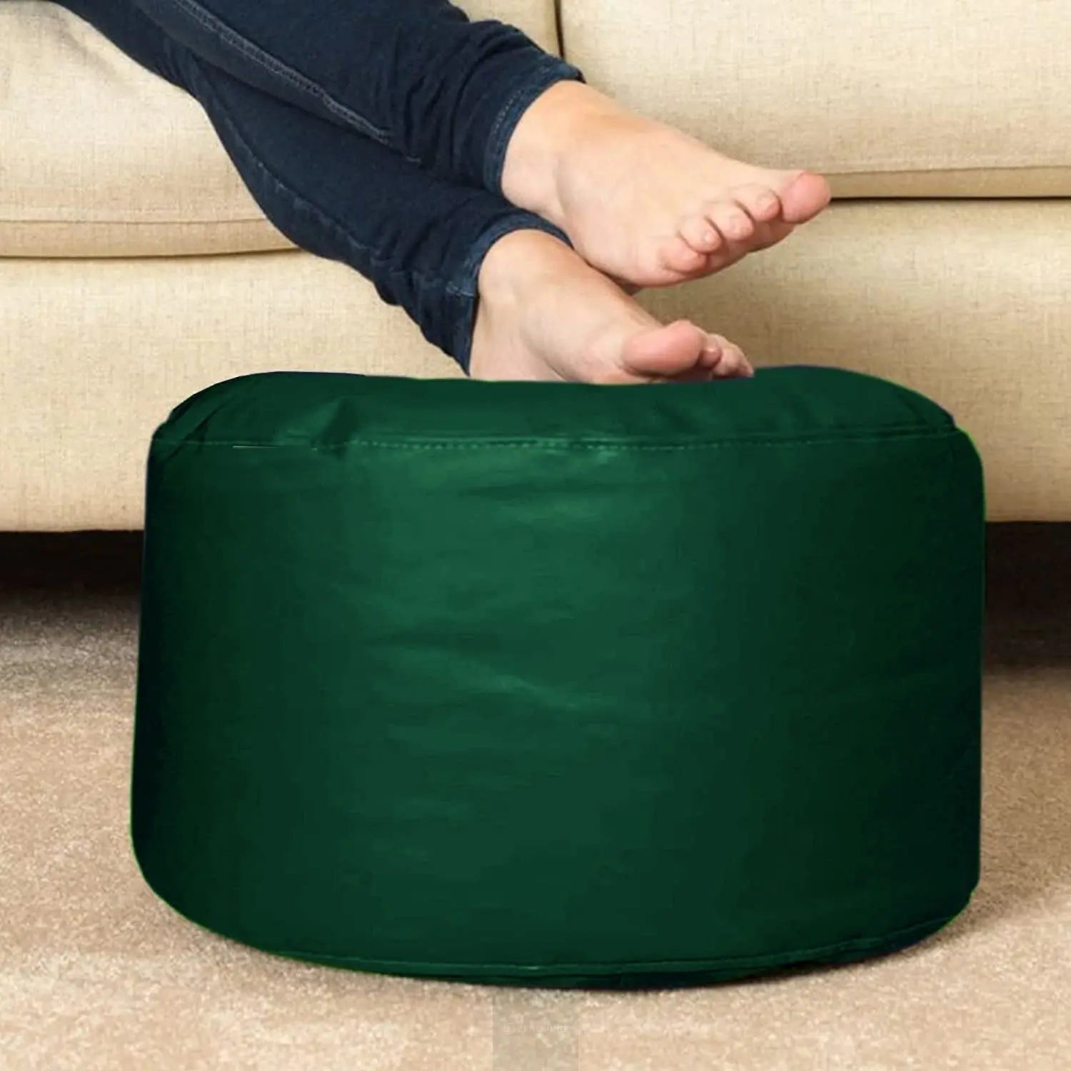 ZenLiving® 4XL Filled Bean Bag Combo – Faux Leather | Military Green | Footrest + Cushion Zen Living