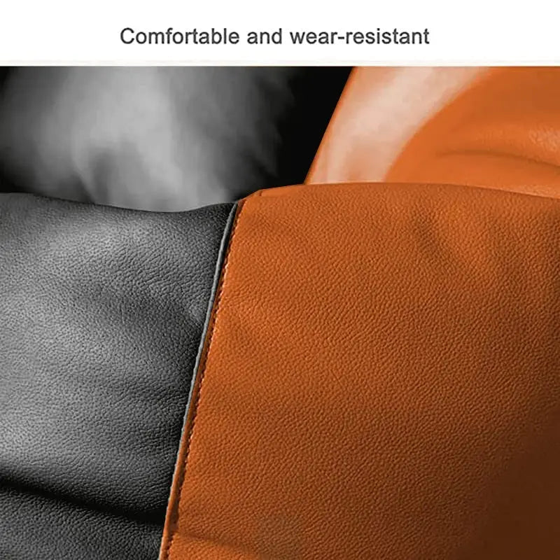 ZenLiving® 4XL Filled Bean Bag Combo – Faux Leather | Orange & Black | Footrest + Cushion Zen Living