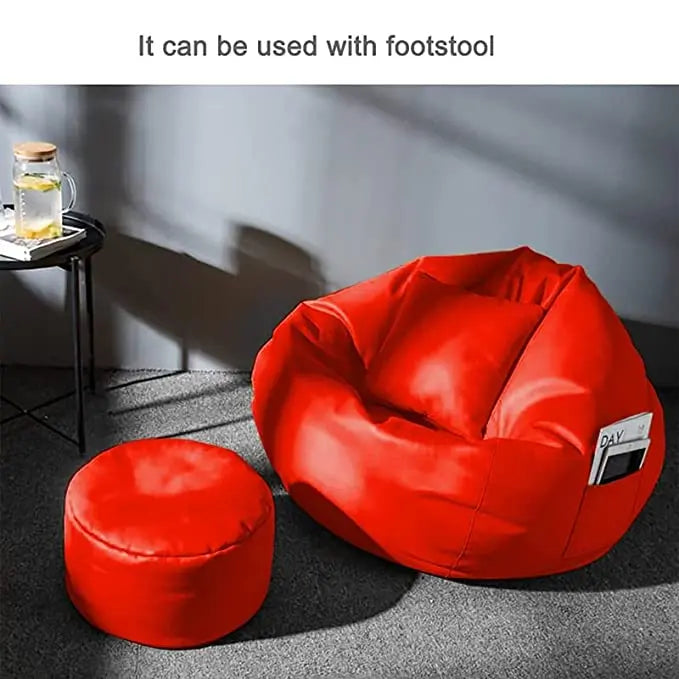 ZenLiving® 4XL Filled Bean Bag Combo – Faux Leather | Red | Footrest + Cushion Zen Living