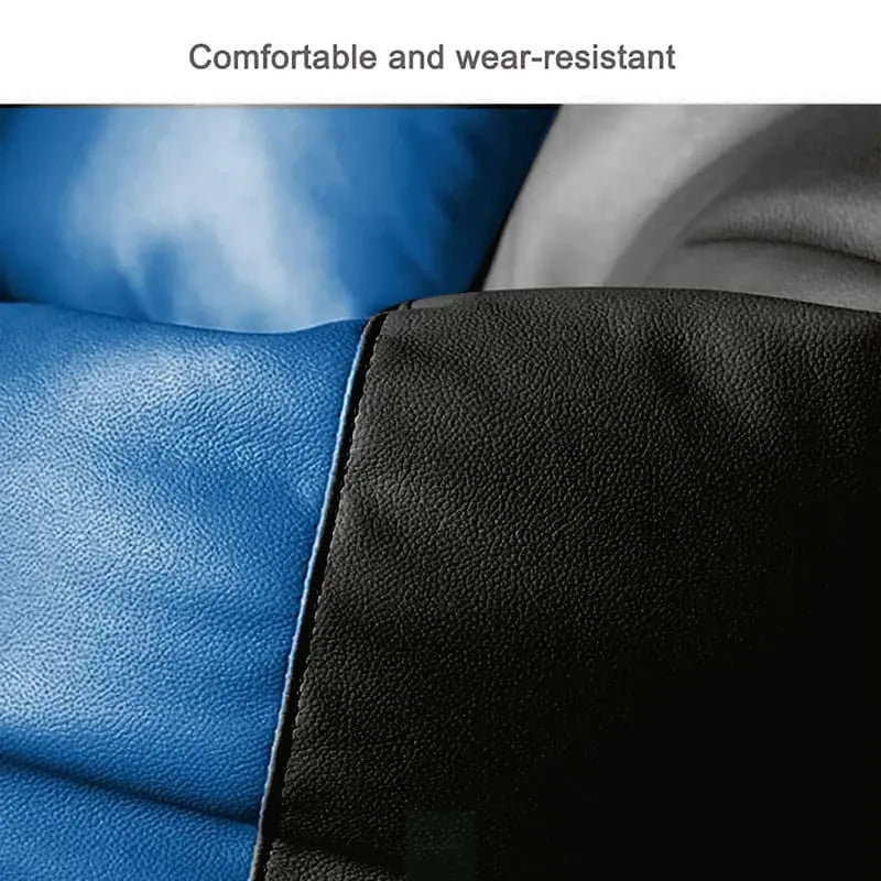 ZenLiving® 4XL Filled Bean Bag Combo – Faux Leather | Royal Blue & Black | Footrest + Cushion Zen Living