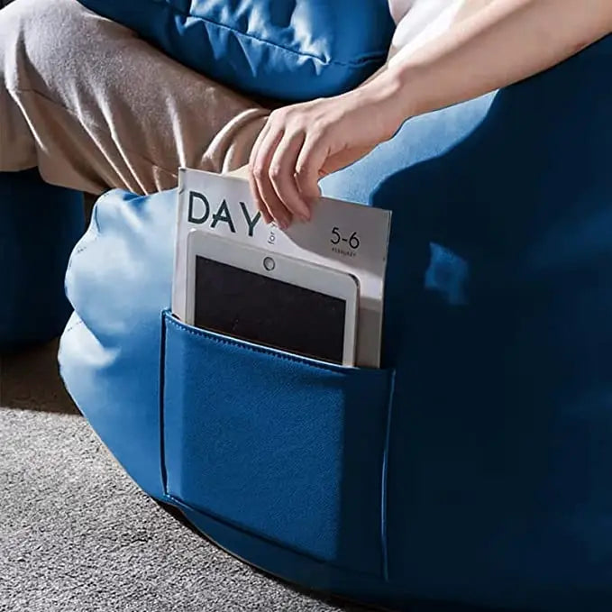 ZenLiving® 4XL Filled Bean Bag Combo – Faux Leather | Royal Blue | Footrest + Cushion Zen Living