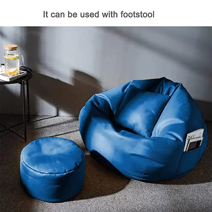 ZenLiving® 4XL Filled Bean Bag Combo – Faux Leather | Royal Blue | Footrest + Cushion Zen Living