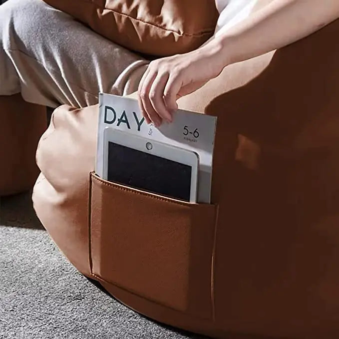 ZenLiving® 4XL Filled Bean Bag Combo – Faux Leather | Tan | Footrest + Cushion Zen Living