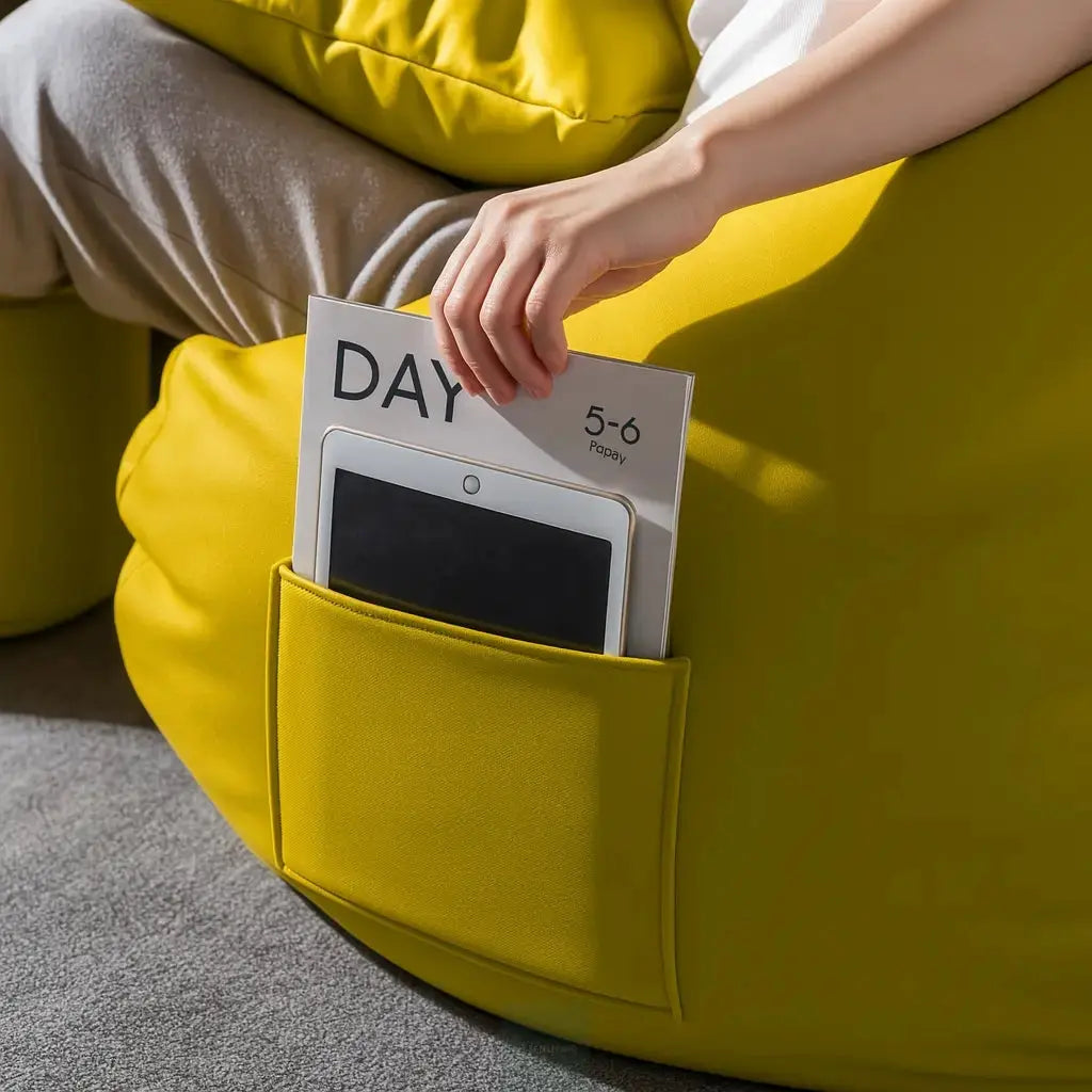 ZenLiving® 3XL Filled Bean Bag Combo – Faux Leather | Yellow | Footrest + Cushion Zen Living