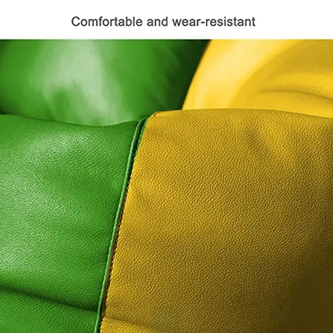 ZenLiving® 4XL Filled Bean Bag Combo – Faux Leather | Yellow & Green | Footrest + Cushion Zen Living