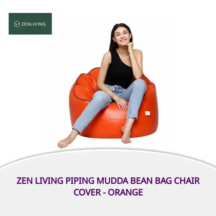 Zen Living Piping Mudda Bean Bag Chair Cover - Orange by@Outfy
