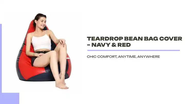 Teardrop Bean Bag Cover &ndash; Navy &amp; Red by@Outfy
