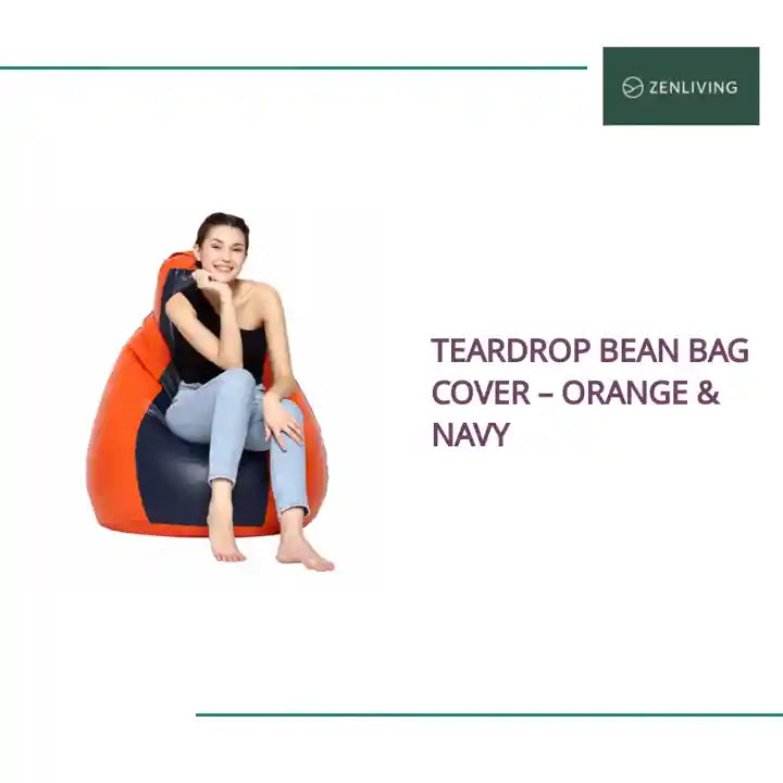 Teardrop Bean Bag Cover &ndash; Orange &amp; Navy by@Outfy