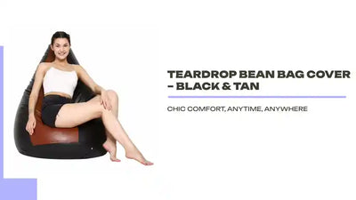 Teardrop Bean Bag Cover &ndash; Black &amp; Tan by@Outfy