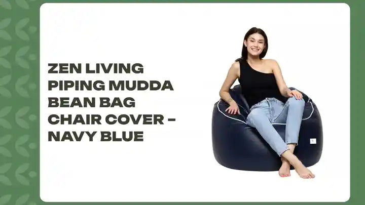 Zen Living Piping Mudda Bean Bag Chair Cover &ndash; Navy Blue by@Outfy
