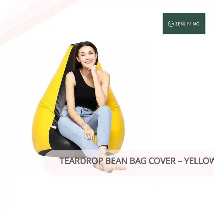 Teardrop Bean Bag Cover &ndash; Yellow &amp; Black by@Outfy