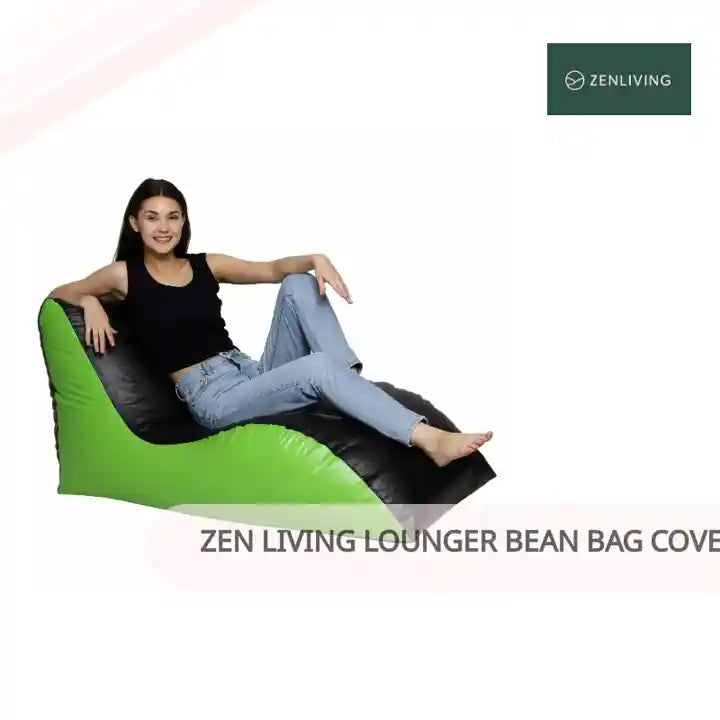 Zen Living Lounger Bean Bag Cover - Green Black by@Outfy