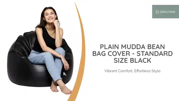 Plain Mudda Bean Bag Cover - Standard Size Black by@Outfy