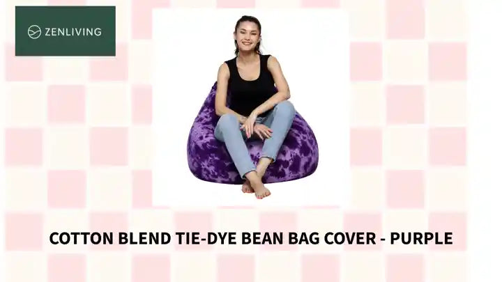 Cotton Blend Tie-Dye Bean Bag Cover - Purple by@Outfy