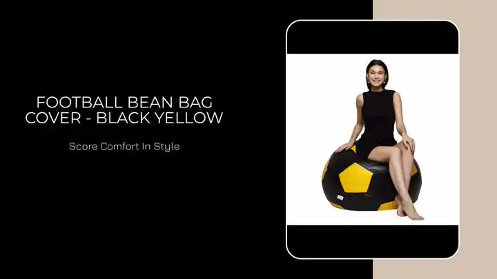 Football Bean Bag Cover - Black Yellow by@Outfy