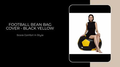 Football Bean Bag Cover - Black Yellow by@Outfy