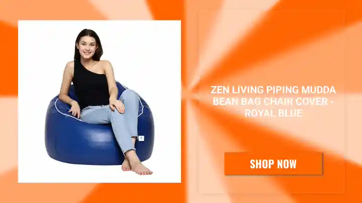 Zen Living Piping Mudda Bean Bag Chair Cover - Royal Blue by@Outfy