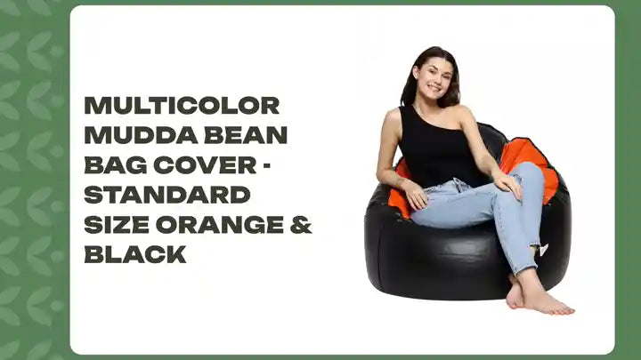 Multicolor Mudda Bean Bag Cover - Standard Size Orange &amp; Black by@Outfy