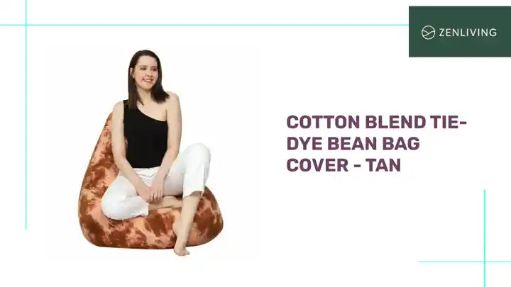 Cotton Blend Tie-Dye Bean Bag Cover - Tan by@Outfy