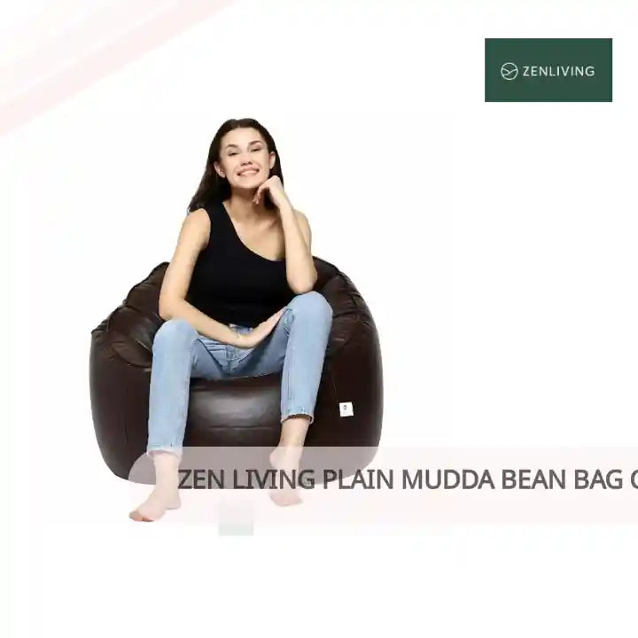 Zen Living Plain Mudda Bean Bag Chair Filled With Beans &ndash; Brown by@Outfy