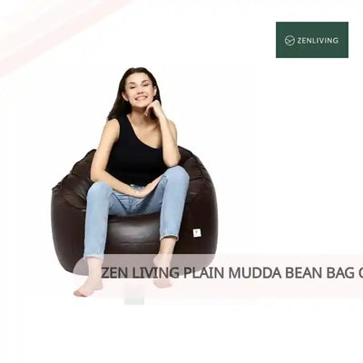 Zen Living Plain Mudda Bean Bag Chair Filled With Beans &ndash; Brown by@Outfy