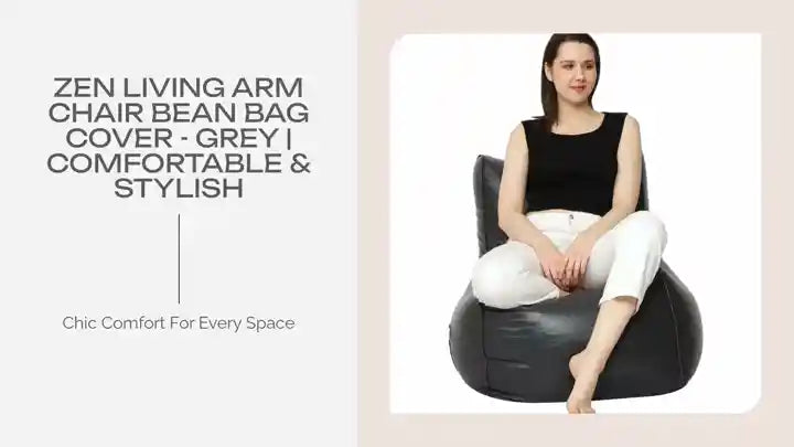 Zen Living Arm Chair Bean Bag Cover - Grey | Comfortable &amp; Stylish by@Outfy