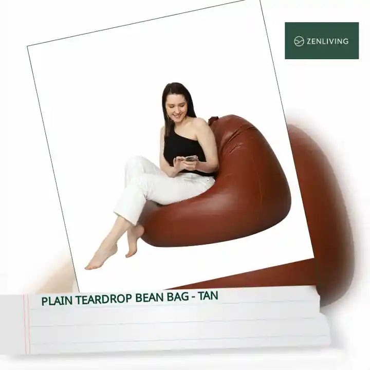 Plain Teardrop Bean Bag - Tan by@Outfy