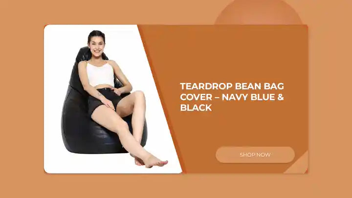 Teardrop Bean Bag Cover &ndash; Navy Blue &amp; Black by@Outfy