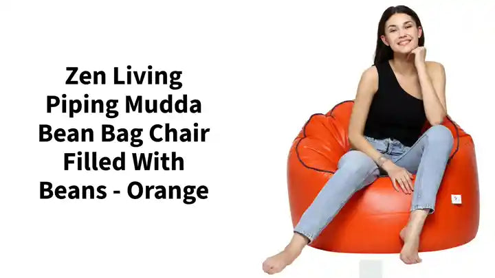Zen Living Piping Mudda Bean Bag Chair Filled With Beans - Orange by@Outfy