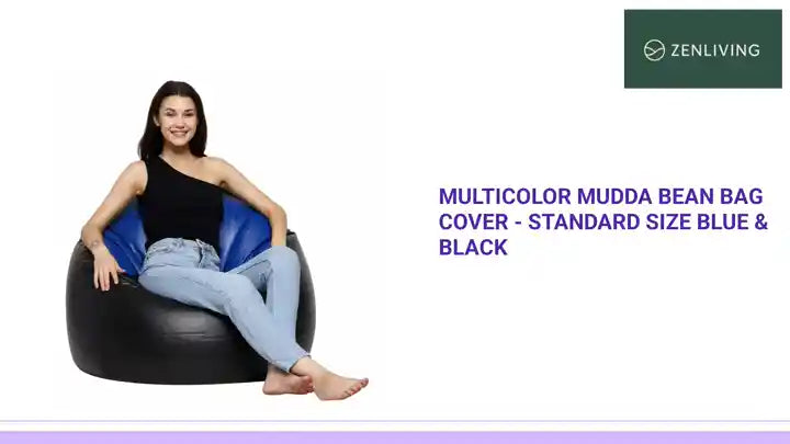Multicolor Mudda Bean Bag Cover - Standard Size Blue &amp; Black by@Outfy